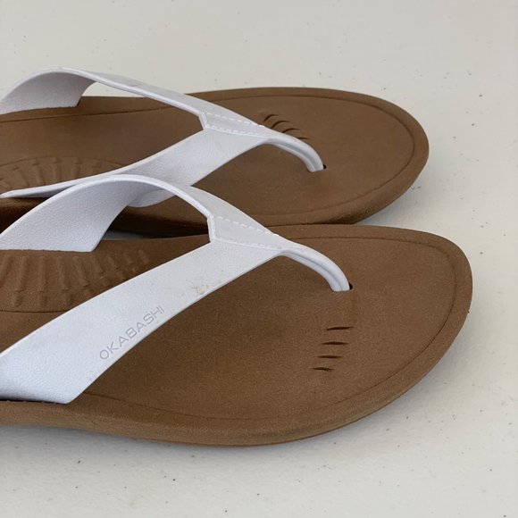 Okabashi Womens ML (US 8-9) Breeze Flip Flops Toffee White Comfortable USA Made - Picture 5 of 8